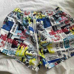 White Graphic Shorts